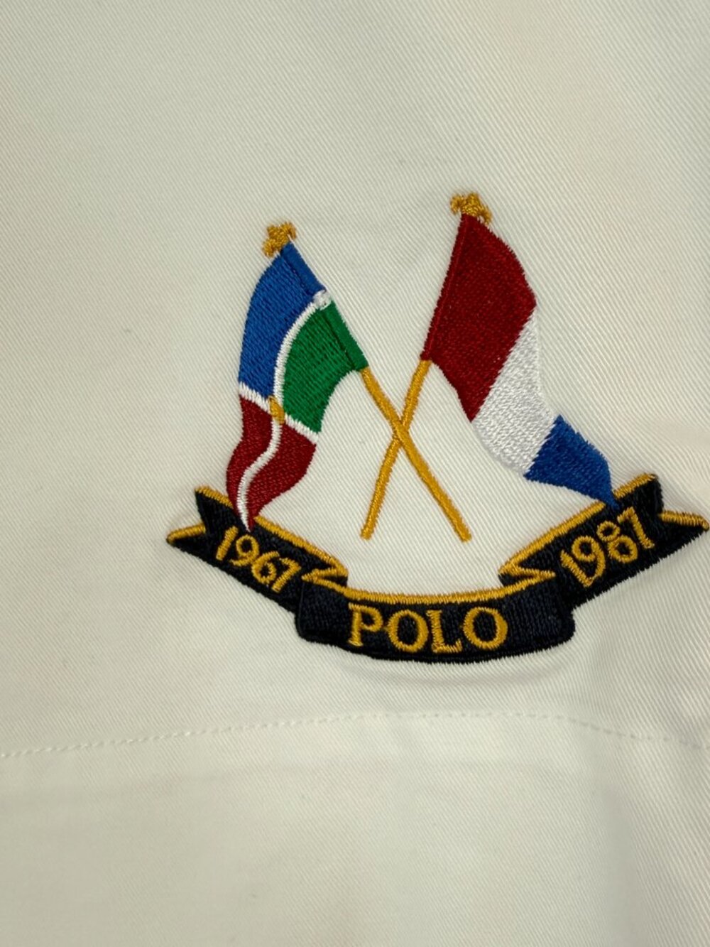 Polo Ralph Lauren Shorts Men 32 White Stretch Classic Fit Flag Embroidered Chino - Picture 2 of 13